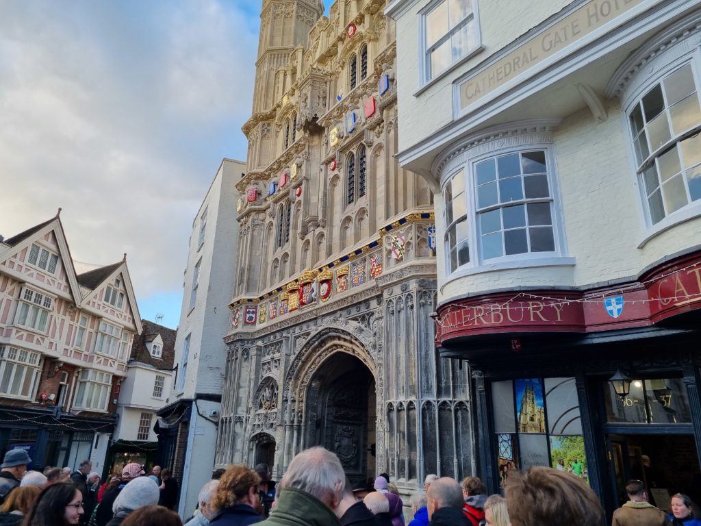 The unvielded and restored Canterbury Cathedral Gate.